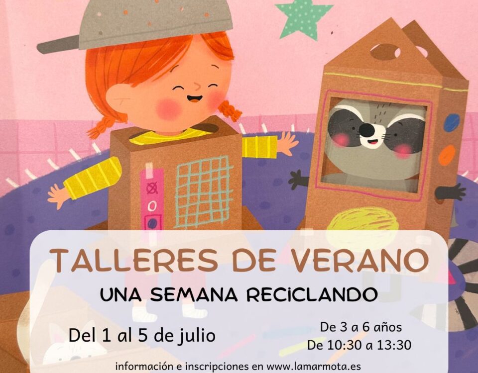 Cartel con información de los días y horas de los talleres de verano