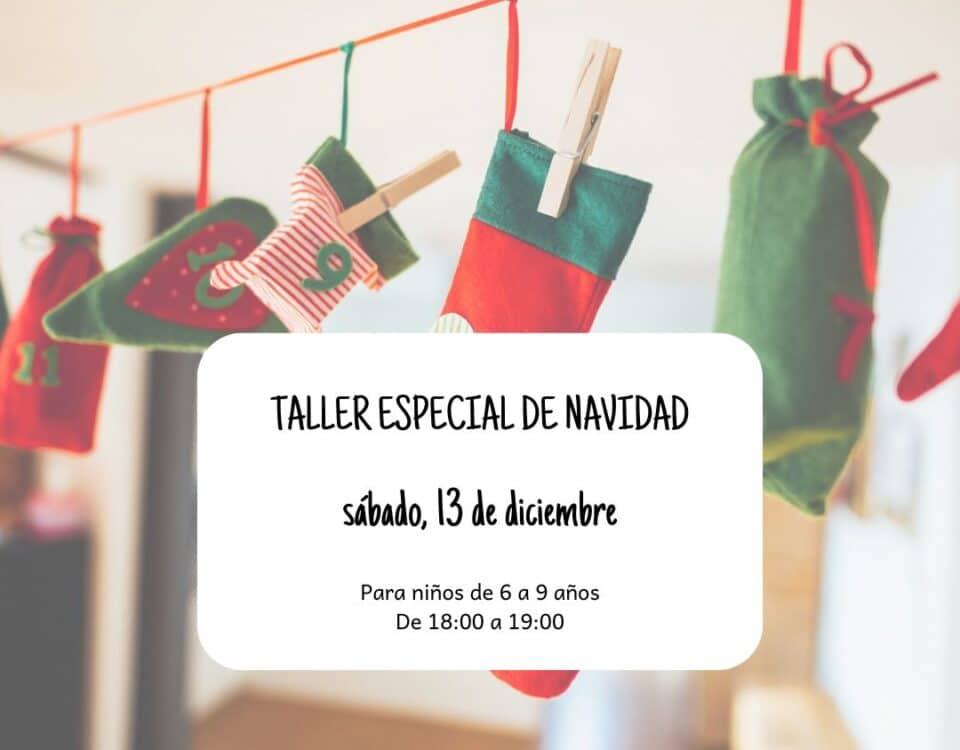 Cartel con información del día y hora del taller de manualidades