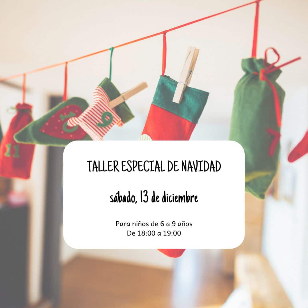 Cartel con información del día y hora del taller de manualidades