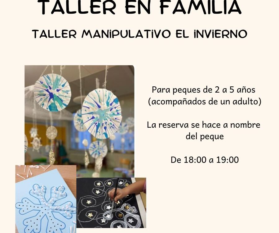 cartel con imágenes de las actividades que se van a hacer e información sobre el día y hora del taller