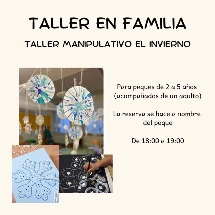 cartel con imágenes de las actividades que se van a hacer e información sobre el día y hora del taller