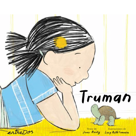 Portada del libro en la que aparece una niña y su tortuga Truman