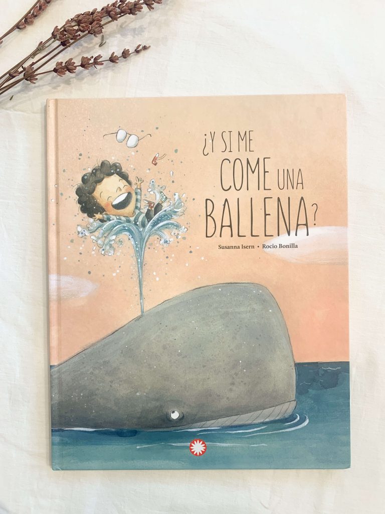 Portada del cuento en el que aparece una ballena y un niño tumbado sobre su chorro de agua