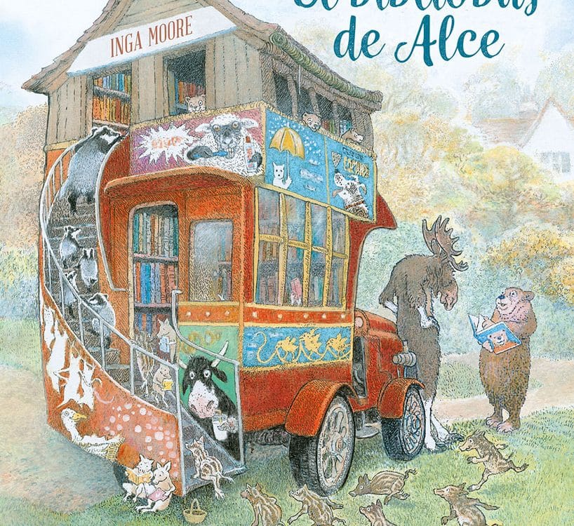 Portada del cuento en la que aparece ilustrado un Autobús convertido en biblioteca