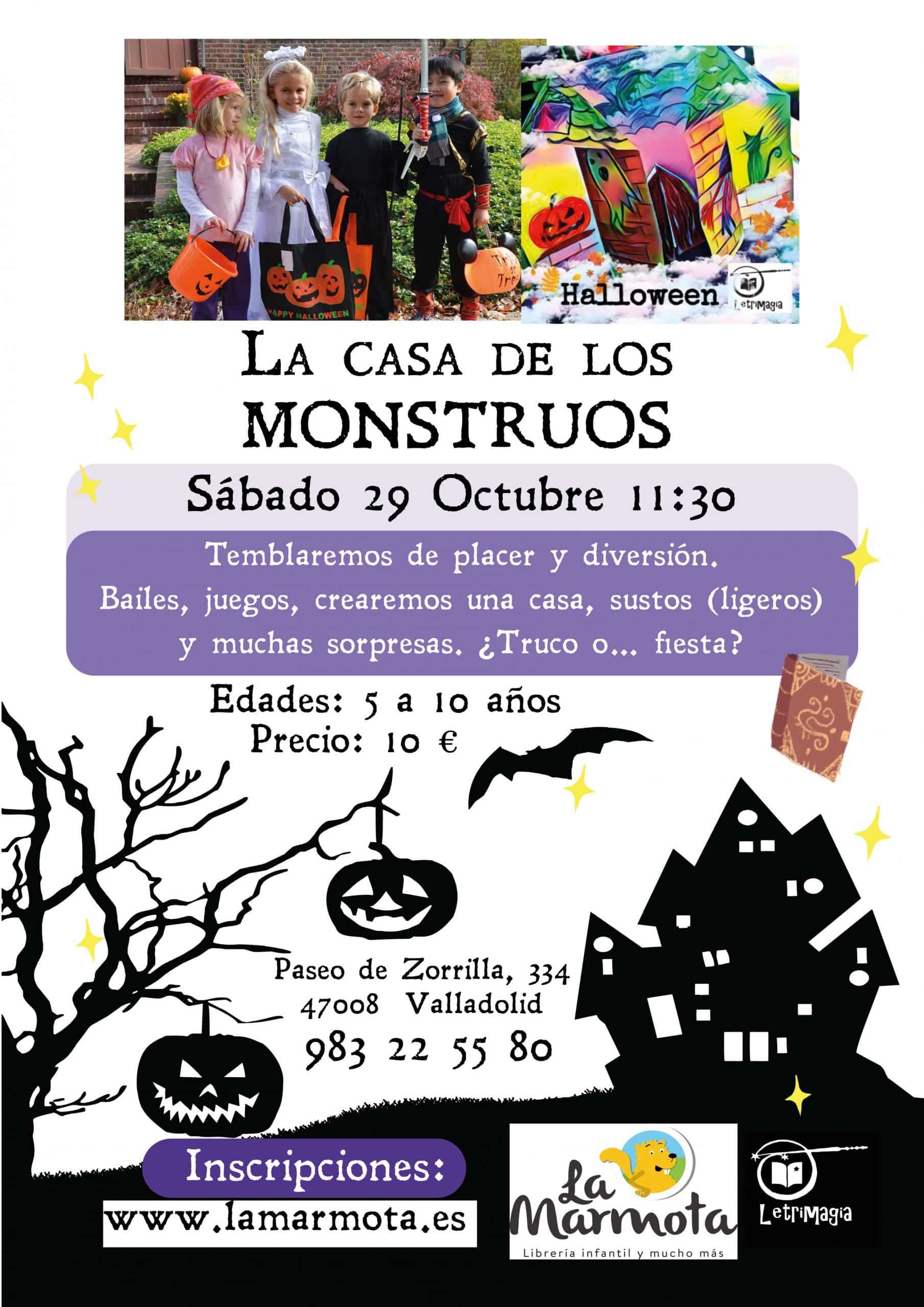 Cartel de la fiesta de Halloween con información de hora, fecha y lugar