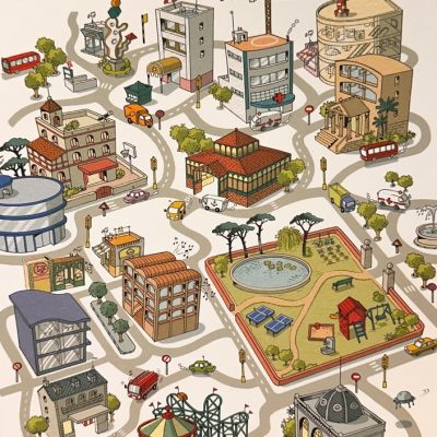 mapa ilustrado de un barrio