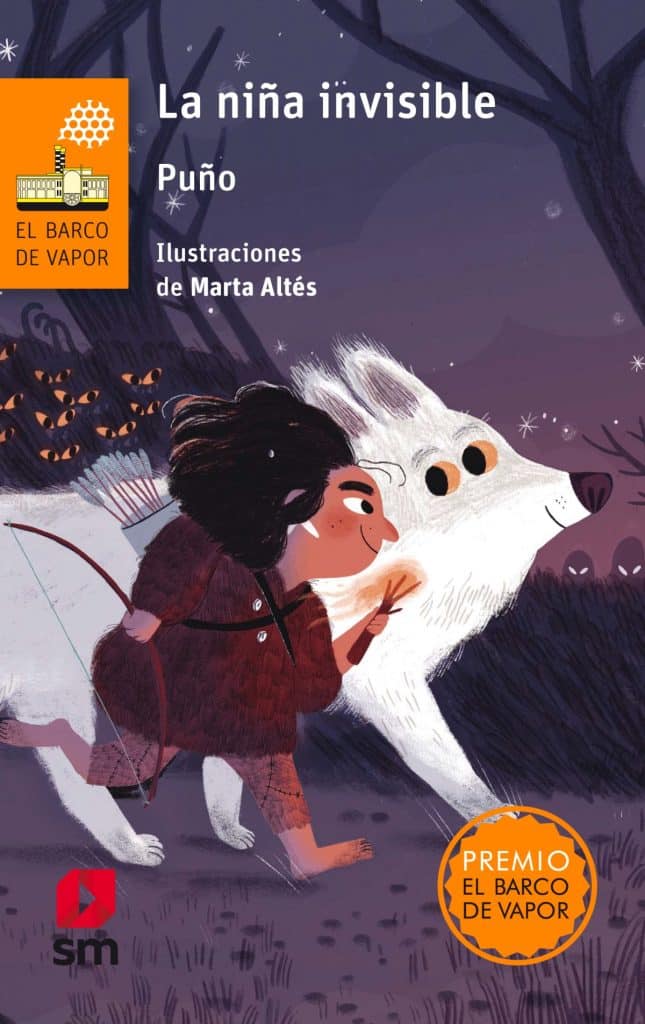 Portada del libro en el que aparece la protagonista del libro junto a un lobo.