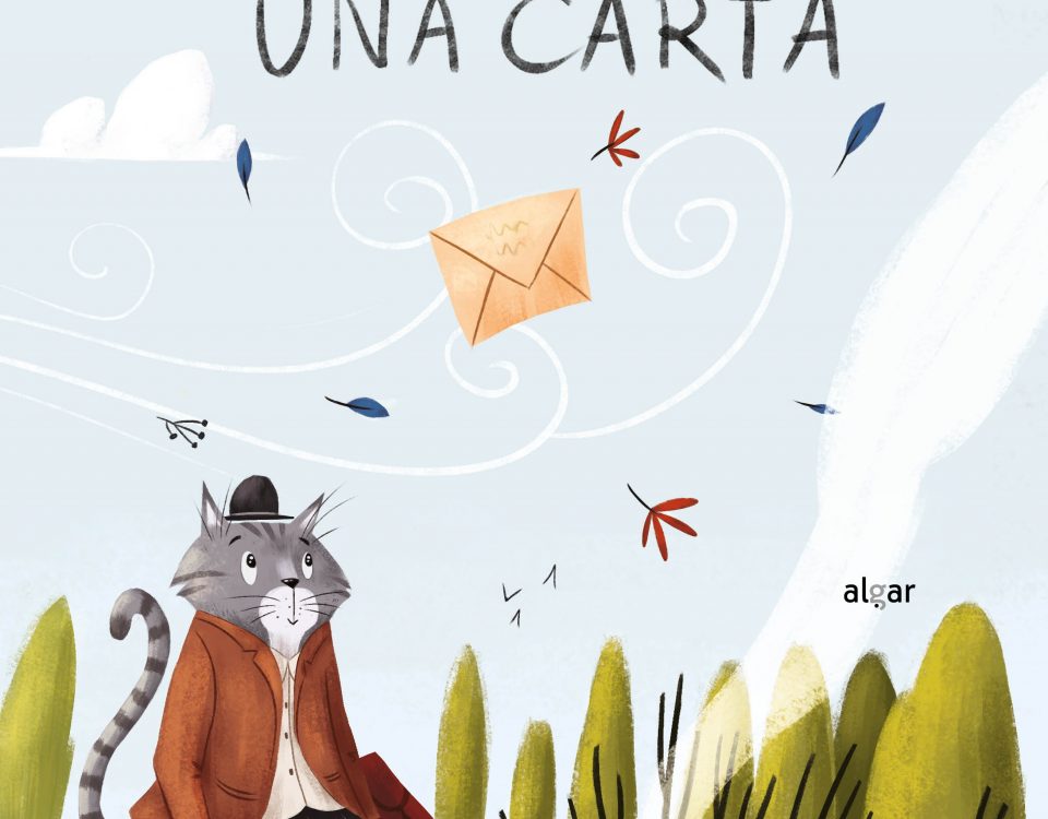 Portada del libro en la que aparece un gato en un tejado y una carta volando