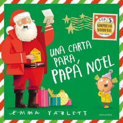 portada del cuento en la que aparece papá noel con regalos a sus pies y una carta en sus manos