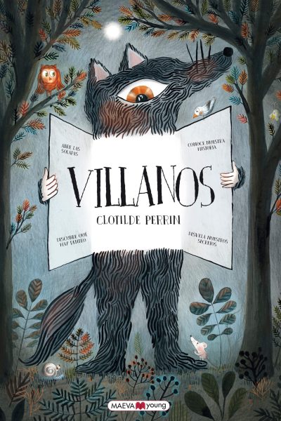 Portada del libro en la que aparece la ilustración de un lobo que abre un libro enseñando el interior